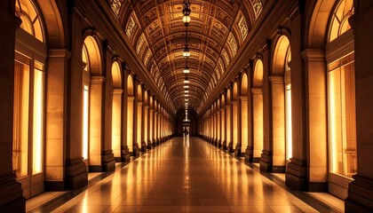 Fototapeta premium Sepia Toned Scene Transitioning Into Full Color with Neon Glow in Interior Architecture Perspective
