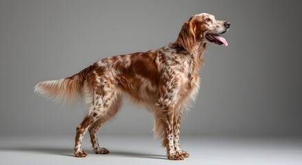 Striking Irish Red and White Setter: Energetic, Affectionate, and Intelligent.