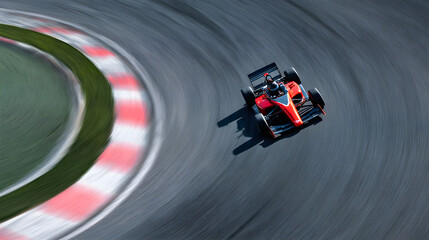 Race car driver taking sharp turn, wheels tilted 