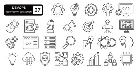 Devops collection, editable and resizable vector icon templates.