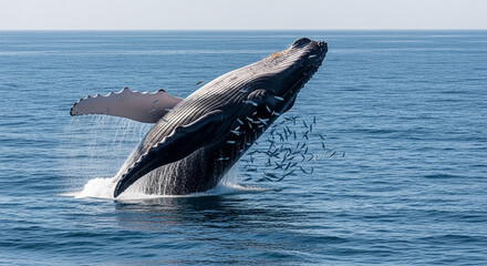 Humpback Whale Breaching Ocean Surface