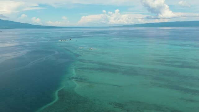 Manjuyod sandbar in the turquoise water of the sea on the atoll. Negros, Philippines.