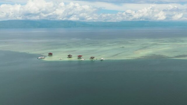 Manjuyod sandbar in the sea on the atoll. Negros, Philippines.