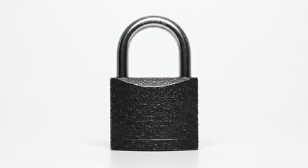 Fototapeta premium Black metal padlock isolated on white background