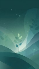 svg illustration style abstract night forest background. serenity. modern design. green color scheme.