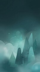 svg illustration style abstract night forest background. serenity. modern design. green color scheme.