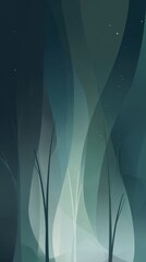 svg illustration style abstract night forest background. serenity. modern design. green color scheme.