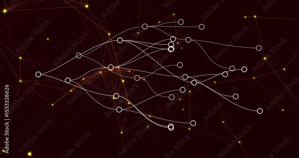 Poster White node appearing triggers graph growing links extending and glows pulsing showing data growth
