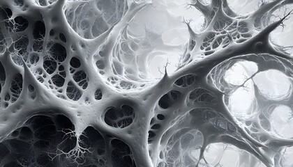 Intricate, abstract organic structure in grayscale.