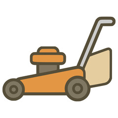 grass cutter machine tool work flat color vector illustration template design
