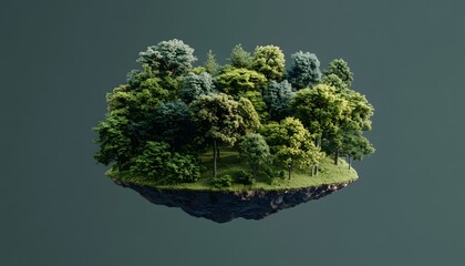 Floating forest on a dark ground.