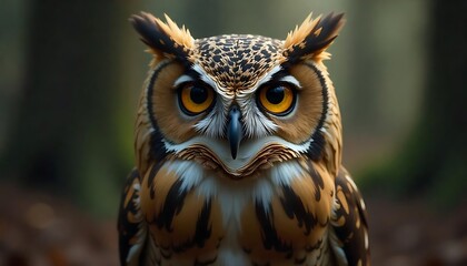 Obraz premium Majestic Owl Portrait Striking Pose Wildlife Bird Nature Photography