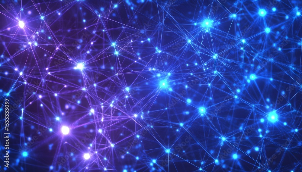Poster a network of glowing interconnected points.
