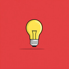 A simple illustration of a yellow light bulb on a solid red background
