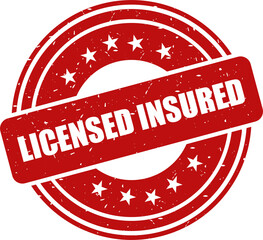 Licensed insured red stamp, Stamp round style