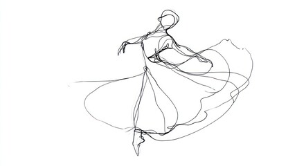 Fluid expression of a dancer in motion, capturing the essence of grace and elegance through a simple line drawing