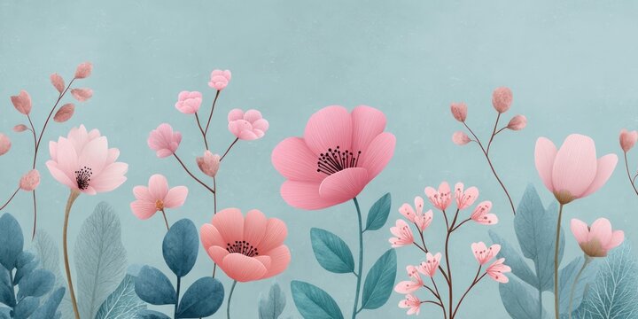 Celebrate Mother's Day with vintage elegance in pastel floral watercolor artistry featuring soft pinks and blues suitable for heartfelt messages - Powered by Adobe