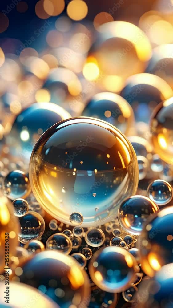 Poster abstract spheres with a soft golden glow, creating a bokeh effect background perfect for elegant des