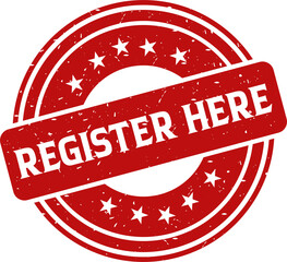 Register here red stamp, Stamp round style