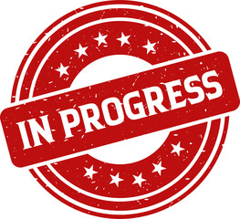 In progress red stamp, Stamp round style