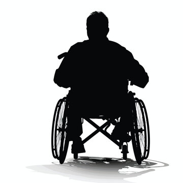 recommend clip art: rear view handicapped man in wheelchair silhouette