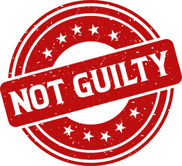 Not guilty red stamp, Stamp round style