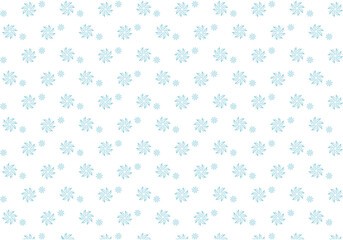 雪の結晶をモチーフにしたシームレスなパターン背景、淡いブルーのスノーフレークが繰り返し並ぶデザイン素材｜雪の結晶,冬,青,シームレス,背景,模様