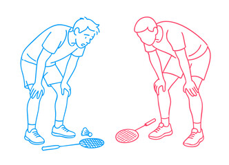 Badminton Players Hands on knees, catching breath Ready for Action