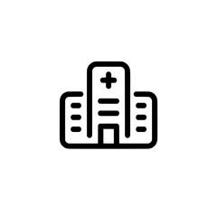Fototapeta premium Medical clinic icon in simplified outline with cross symbol representing healthcare services