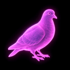 A glowing pink holographic pigeon