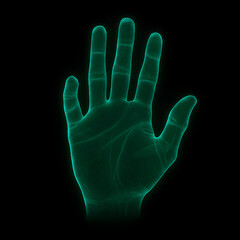 A glowing green hand