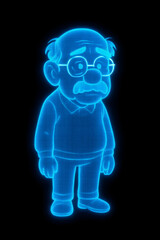 A glowing cartoon elderly man