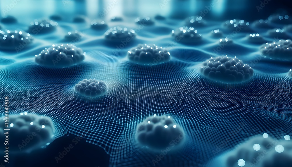 Poster abstract illustration of a network of interconnected clusters.
