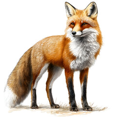 A realistic illustration of a red fox