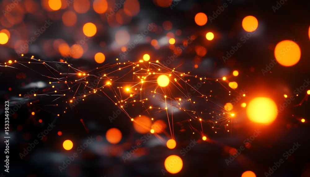 Poster abstract network design with glowing points and lines.