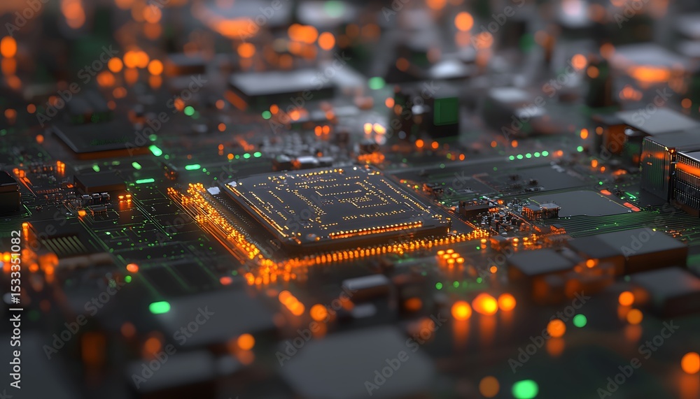 Poster close-up view of a complex circuit board.