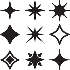 Obraz premium sparkle stars logo vector set, sparkle stars illustration vector, sparkle stars silhouette vector icon