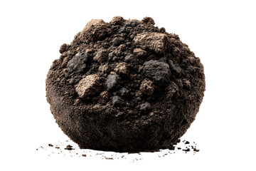 Fototapeta premium Isolated Soil Ball on Black Background, Earth Mound Close-Up Studio Shot