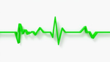 Vital Pulse: A stark depiction of a heartbeat line, a visual representation of life's rhythm and health, rendered in a vibrant shade of green, against a clean backdrop.