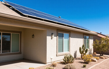 Arizona Residential Home with Solar Panels Clean Energy Generation in Sunny Climate