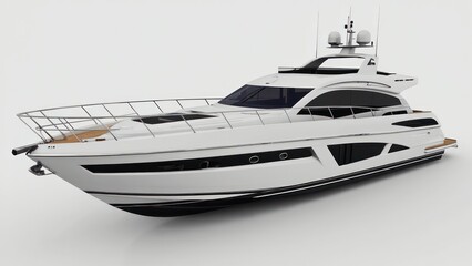 Luxury Yacht on the Water: A sleek, modern yacht glides gracefully through tranquil water. Luxurious boat with clean lines and sophisticated design, reflecting the essence of opulence and travel.