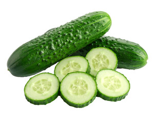 Fresh cucumbers isolated on white background perfect for healthy food concepts.