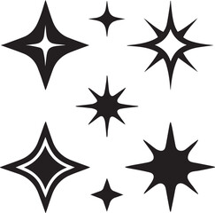 sparkle stars logo vector set, sparkle stars illustration vector, sparkle stars silhouette vector icon