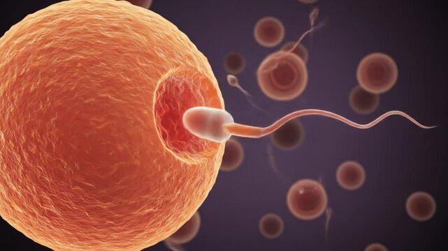 Fertilization: Depicting the essence of new life, this image encapsulates a singular sperm penetrating an ovum, showcasing the fundamental biology