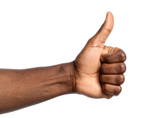Black hand giving thumbs up sign
