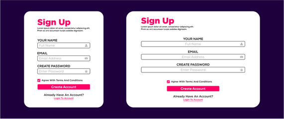 sign up page web ui design template