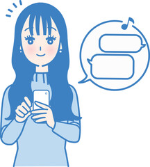 スマホでメッセージを受け取る女性