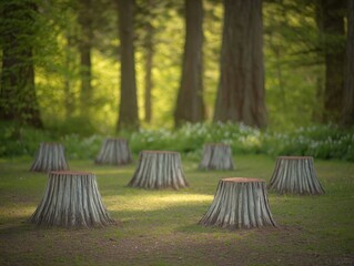 Forest stumps in a clearing