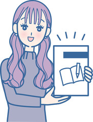 教科書を持つ女性のイラスト