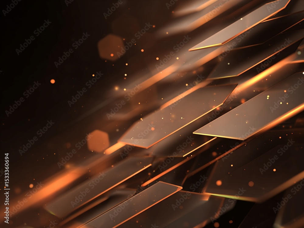 Poster abstract composition of overlapping rectangles and glowing particles